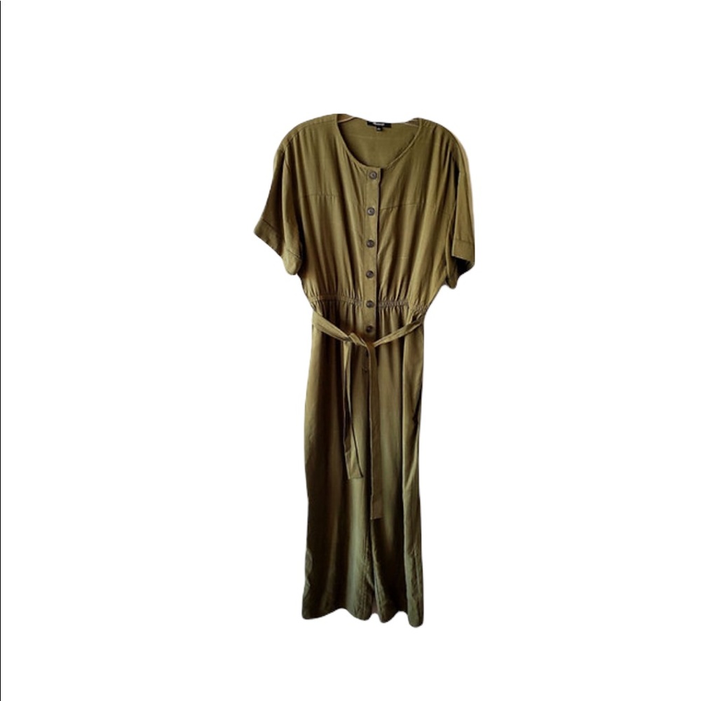 Madewell Olive Green Button-Front Jumpsuit